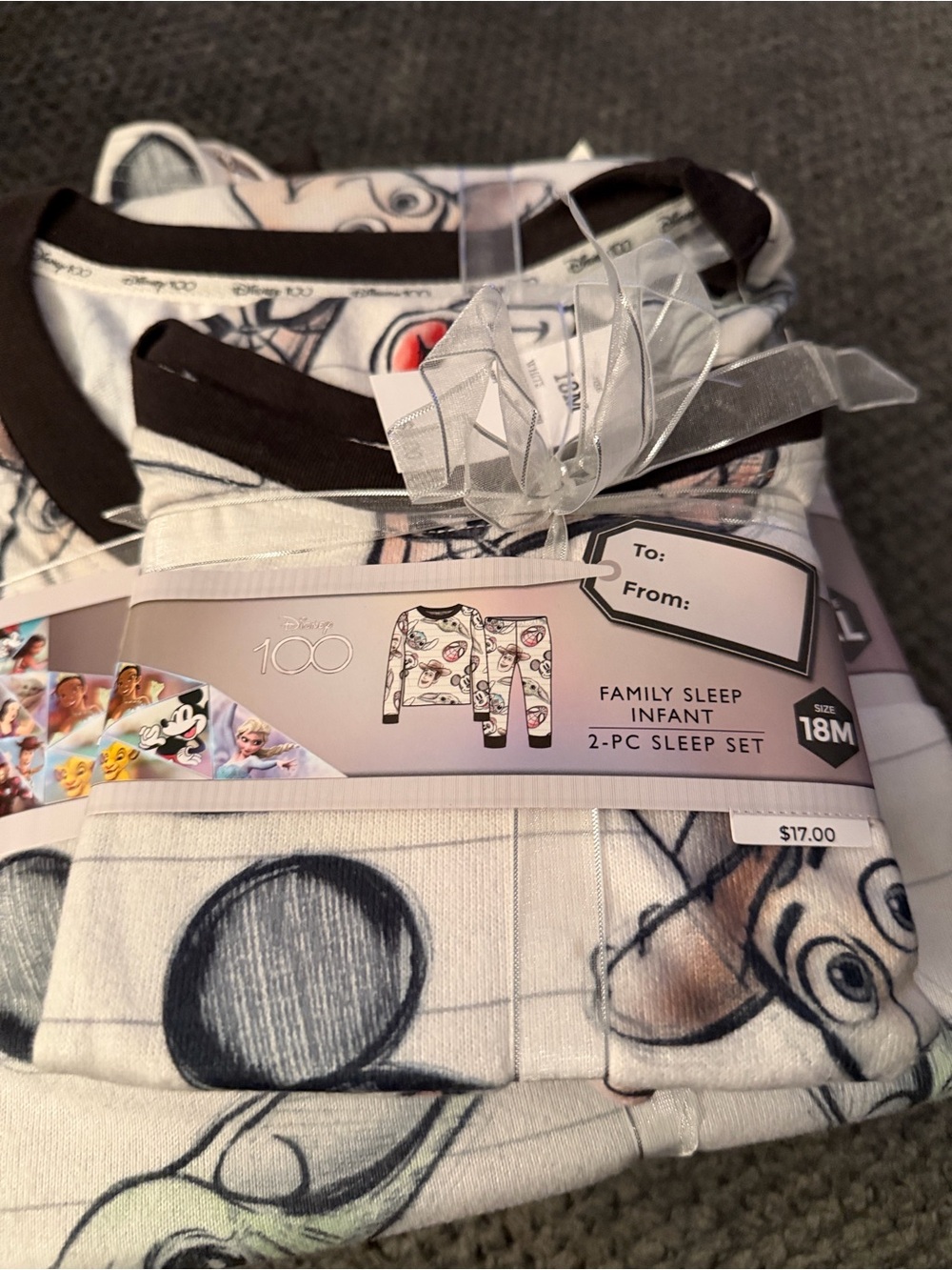 Disney Christmas baby 2pc Pj set including mom
